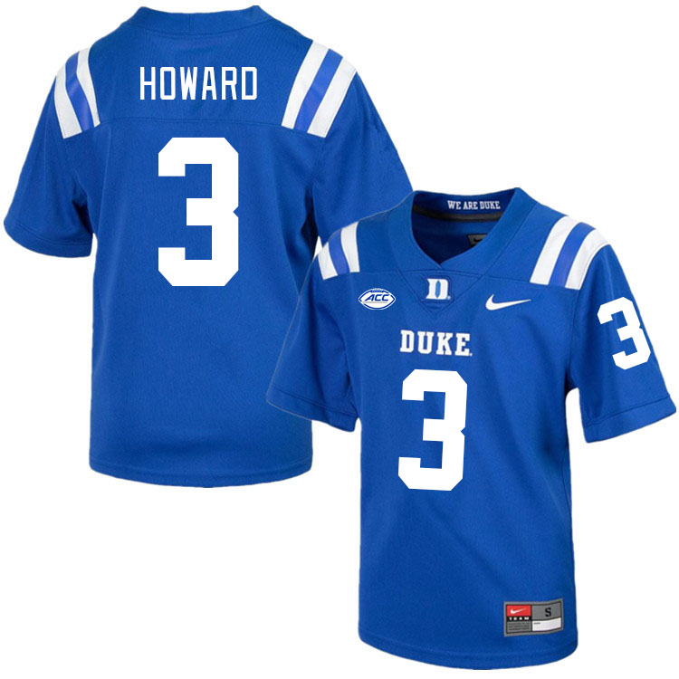 Men #3 Alex Howard Duke Blue Devils College Football Jerseys Stitched-Royal